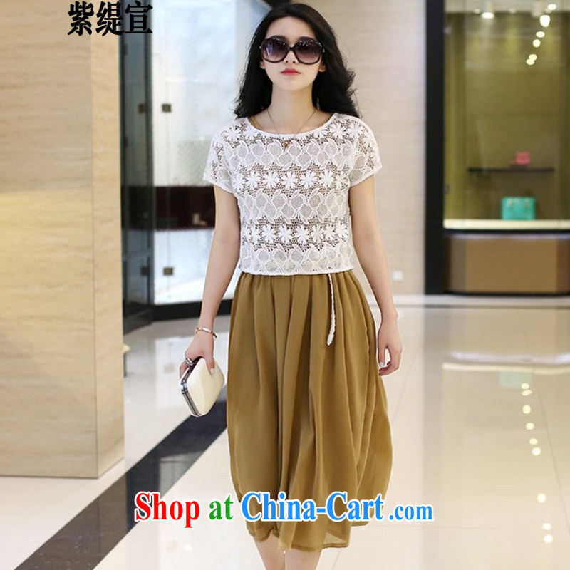 First economy 2015 declared the United States and Europe, female summer new lace snow woven dresses short-sleeved video slim skirt 1936_dark card 3 XL 150 - 160 Jack left and right
