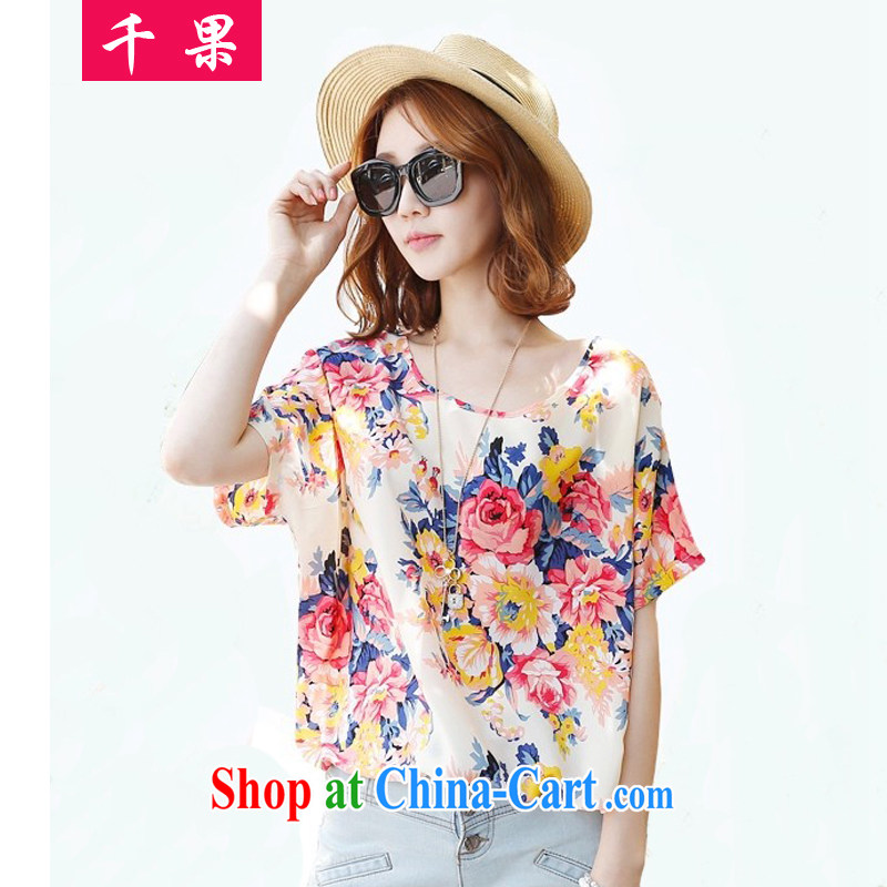 1000 fruit 200 jack and indeed increase, female stamp duty short-sleeved shirt T mm thick summer new Korean very casual shirt graphics thin ice woven shirts 6959 photo color XXXL