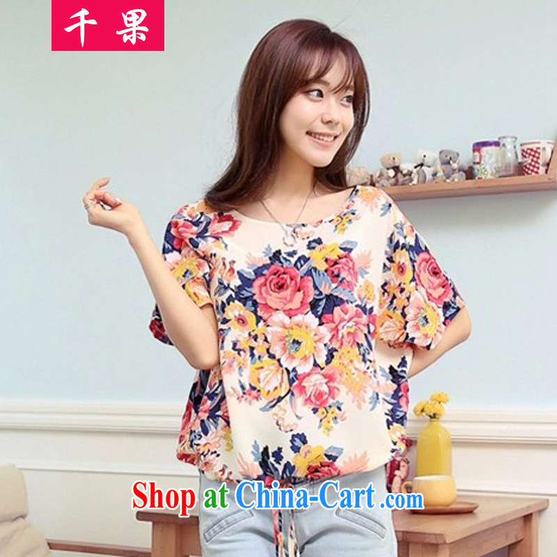 1000 fruit 200 jack and indeed XL female stamp duty short-sleeved shirt T mm thick summer new Korean very casual shirt graphics thin ice woven shirts 6959 photo color XXXL, 1000 fruit (QIANGUO), online shopping
