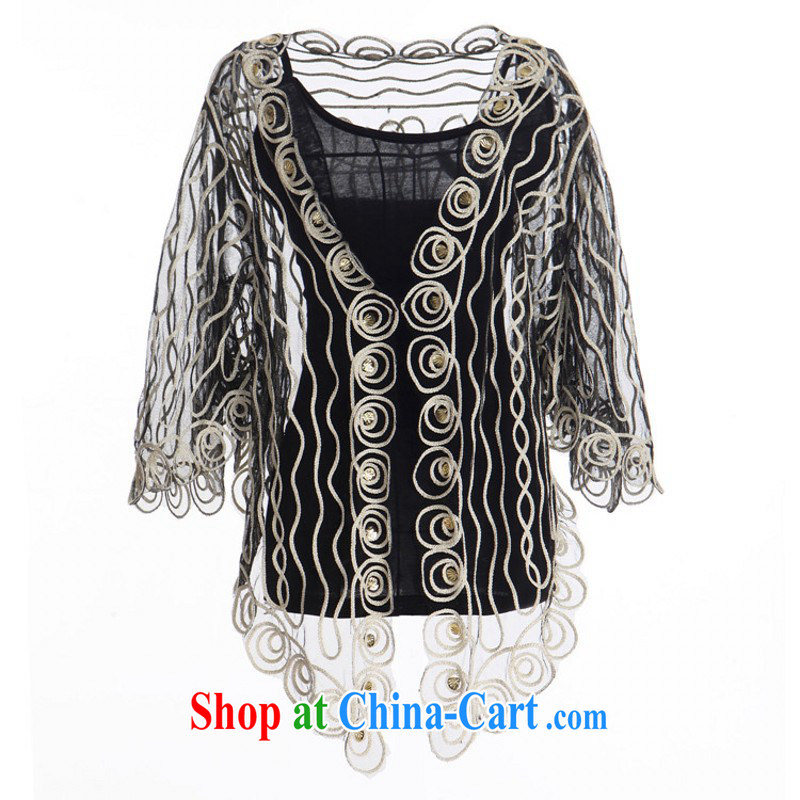 Package e-mail delivery and indeed increase, two-piece shawl 2015 new butterfly cuff Web yarn lace jacket straps shirt OL temperament air conditioning gold 4 XL approximately 170 - 200 jack