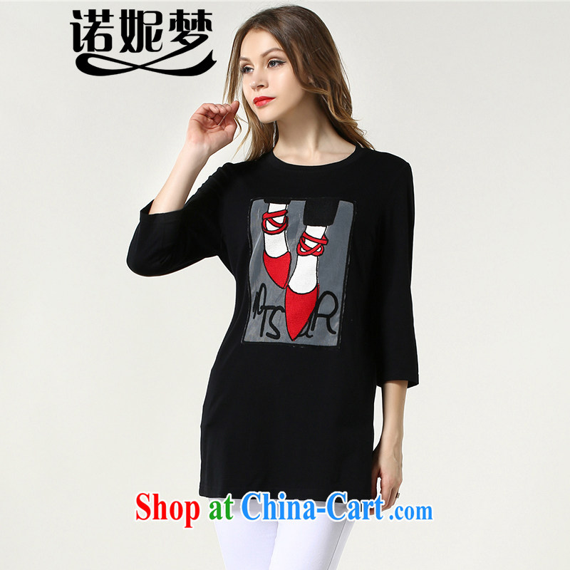 Connie was the European and American dream 2015 spring new and indeed increase, female 200 Jack mm thick loose, long T-shirt girls long-sleeved T-shirt s 1509 black XXXXXL