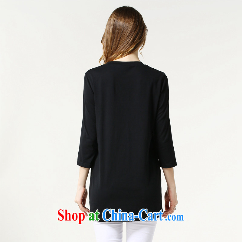 Connie was the European and American dream 2015 spring new and indeed increase, female 200 Jack mm thick loose, long T-shirt girls long-sleeved T-shirt s 1509 black XXXXXL, Connie dreams, and shopping on the Internet