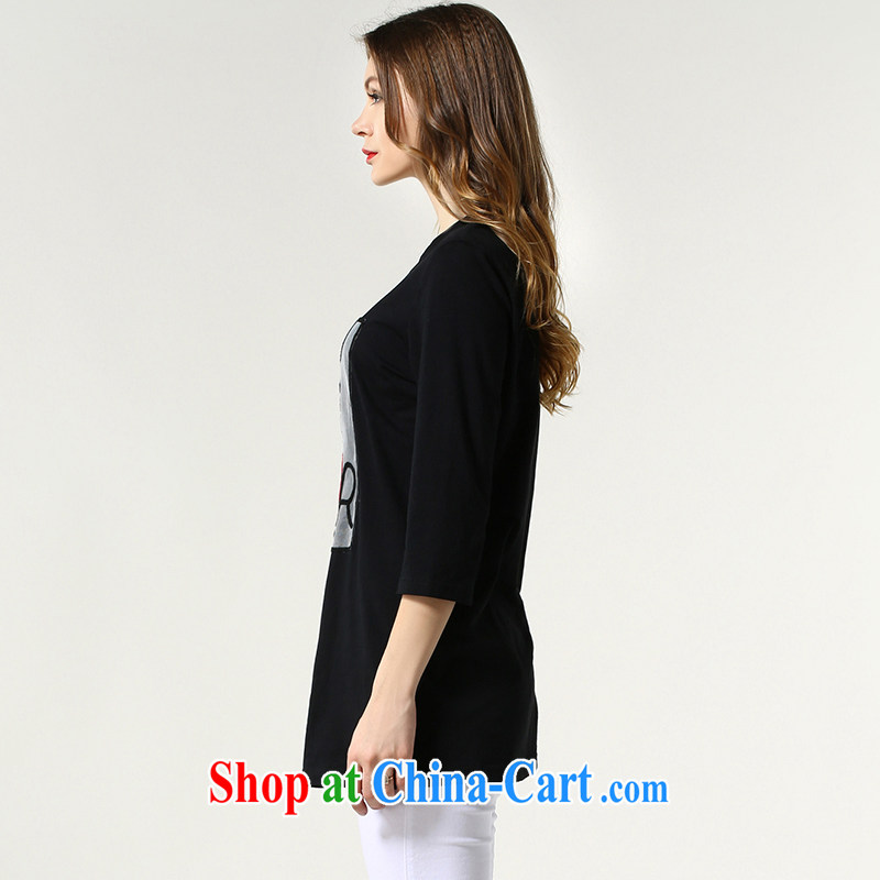 Connie was the European and American dream 2015 spring new and indeed increase, female 200 Jack mm thick loose, long T-shirt girls long-sleeved T-shirt s 1509 black XXXXXL, Connie dreams, and shopping on the Internet