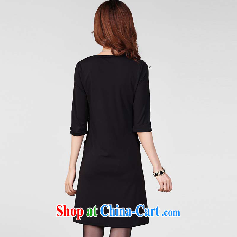 loved the code female spring new thick mm video thin loose the fat increase in cuff dress 122 black XXXL (chest of 108 to 116) and loved (Tanai), online shopping