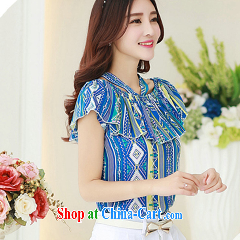 Love, Connie (AIQIAONI) summer 2015 new Korean trendy code package is also Graphics thin Mount Snow also woven shirts loose shorts two piece blue M, love, Connie (AIQIAONI), online shopping