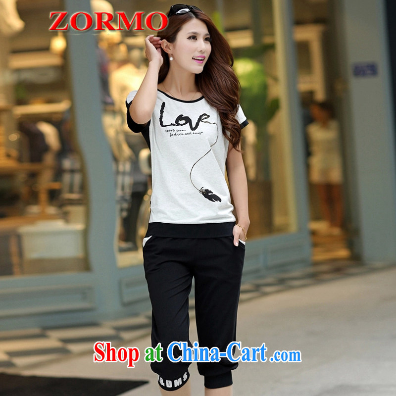 The ZORMO Code women larger Leisure package thick mm the fat XL T shirt + 7 pants 2-piece set campaign kit black 5 XL