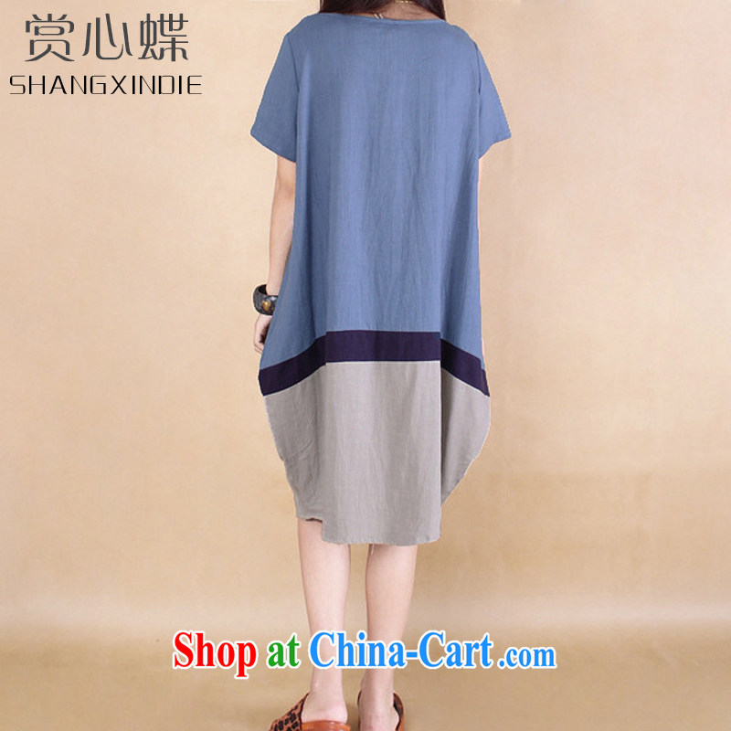 The butterfly summer 2015, female larger Korean Hit color stitching cotton the dresses 6635 cowboy blue 2 XL and the Butterfly (SHANGXINDIE), shopping on the Internet