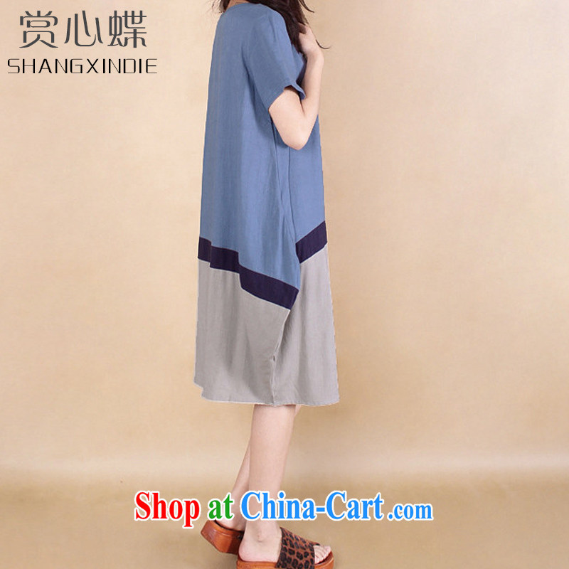 The butterfly summer 2015, female larger Korean Hit color stitching cotton the dresses 6635 cowboy blue 2 XL and the Butterfly (SHANGXINDIE), shopping on the Internet