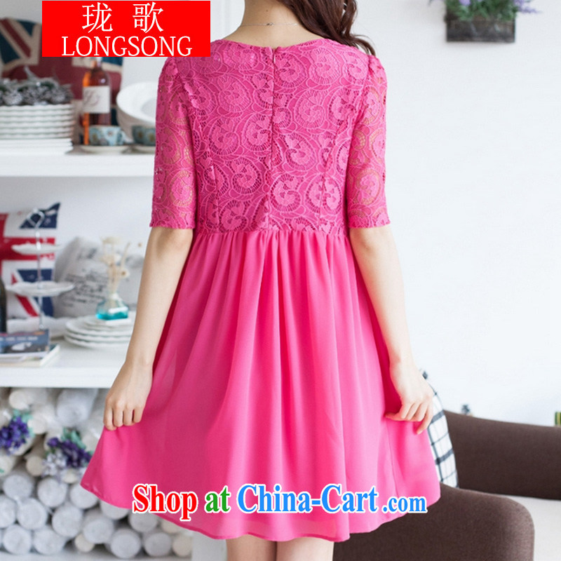 Vicky Ling Song summer 2015 with new code female lace dresses thick MM loose short-sleeve graphics thin ice woven dresses Korean L 2366 red 5 XL, clerical officer Song (LONGSONG), online shopping