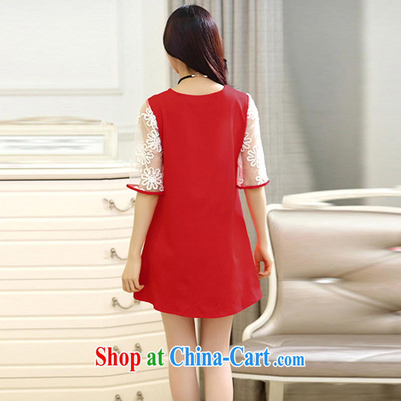 For Pak (ZRBU) 2015 summer sweet Solid Color thick MM stitching lace cuff in the Code women's clothing dresses women Z 7161 red 4 XL, Bo (ZRBU), online shopping