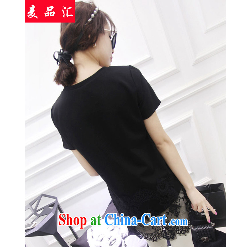 Mr MAK, Exchange 2015 summer New, and indeed increase, women with emphasis on MM200 Jack beauty graphics thin short-sleeved lace stitching, long T pension 528 black 3 XL, Mak, sinks, shopping on the Internet