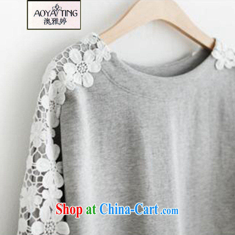 o Ya-ting 2015 New, and indeed increase, female fat mm video thin spring lace T-shirt loose T-shirt girl light gray 5 XL recommends that you 175 - 200 jack, O Ya-ting (aoyating), online shopping