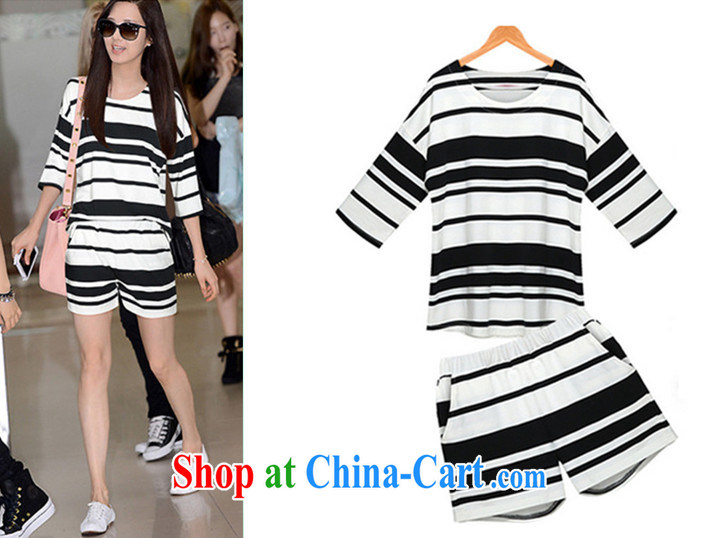 o Ya-ting 2015 New, and indeed increase, women mm thick summer wear loose short-sleeved T shirts shorts video thin package black-and-white striped two-piece 4 XL recommends that you 160 - 180 Jack pictures, price, brand platters! Elections are good character, the national distribution, so why buy now enjoy more preferential! Health