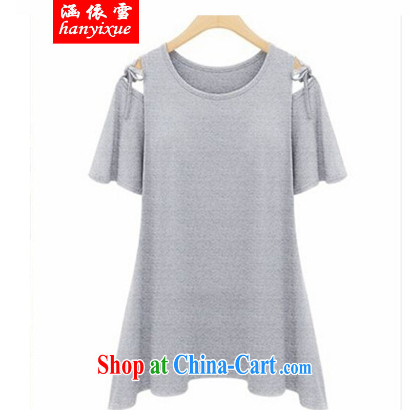 covered by snow in summer 2015, the larger female summer wear thick, graphics thin beauty, T-shirt thick mm solid Casual Shirt short-sleeved T-shirt gray XXXXL, covered in snow, shopping on the Internet