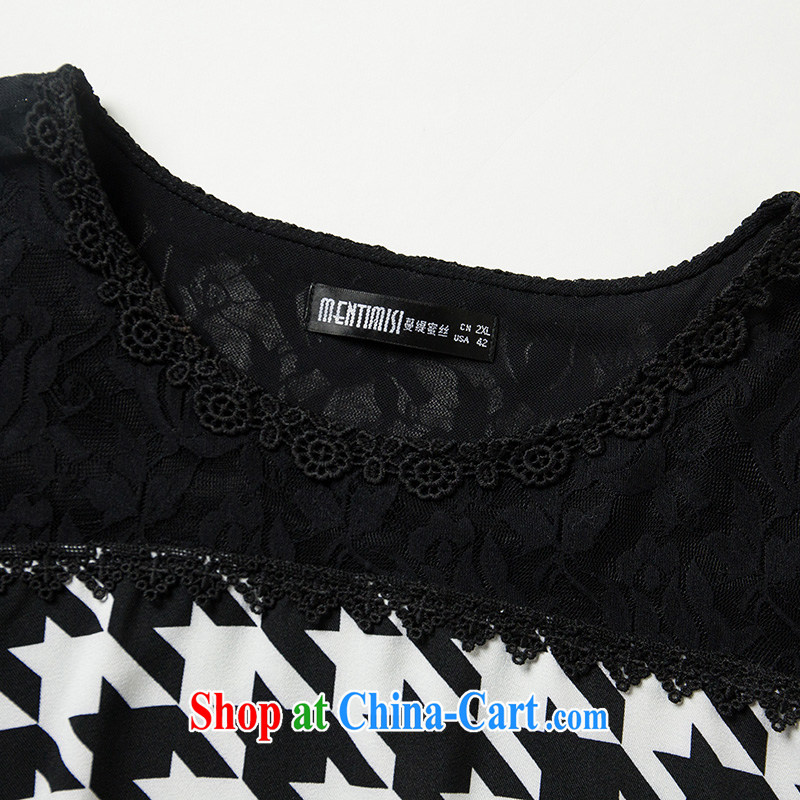 Staff of 200 jack on New and indeed increase, women with thick mm spring and summer Korean lace stitching short-sleeved loose dress 2877 black and white the code 3 160 XL around jack, Director (Smeilovly), shopping on the Internet