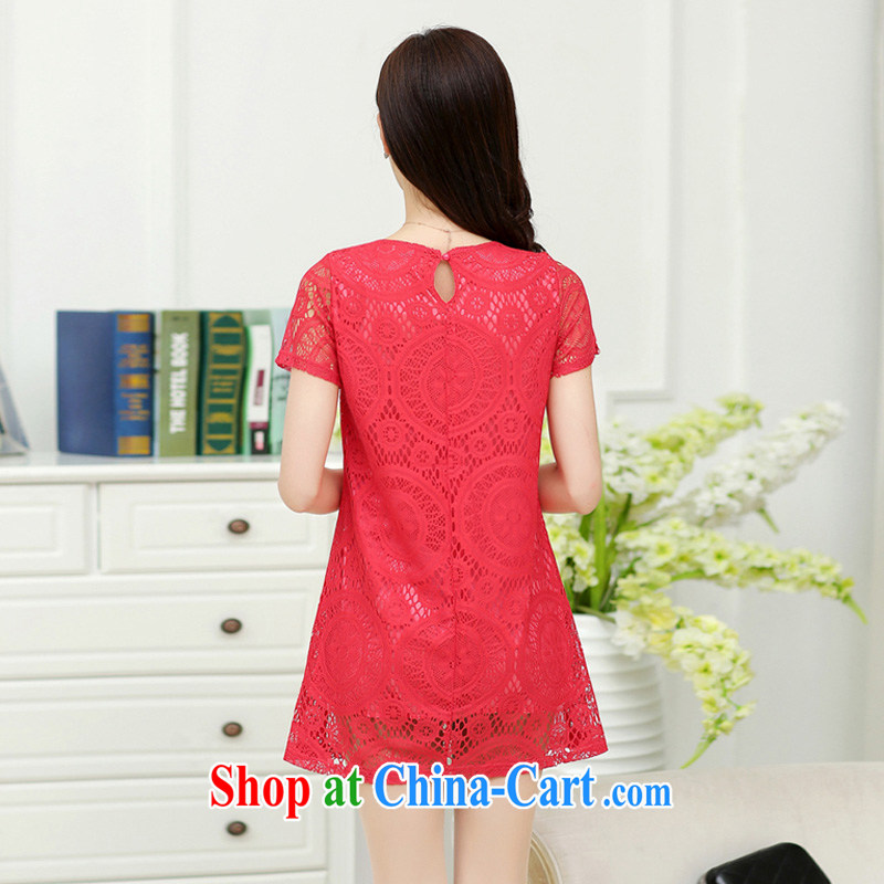 In short, the possible summer 2015 new Korean fashion the code graphics thin Openwork lace dresses A field skirt girl J 805 red XL, in short, would be (Janrelove), online shopping