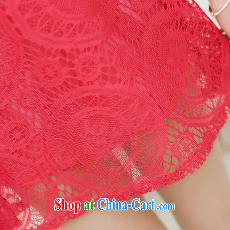In short, the possible summer 2015 new Korean fashion the code graphics thin Openwork lace dresses A field skirt girl J 805 red XL, in short, would be (Janrelove), online shopping