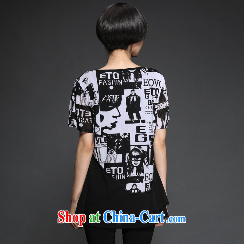 Staff of the Code female and indeed intensify summer thick MM Korean fashion stamp short-sleeved shirt T Snow woven shirts graphics thin, 1345 photo color the code 5 XL for 200 Jack left and right, and Director (Smeilovly), online shopping