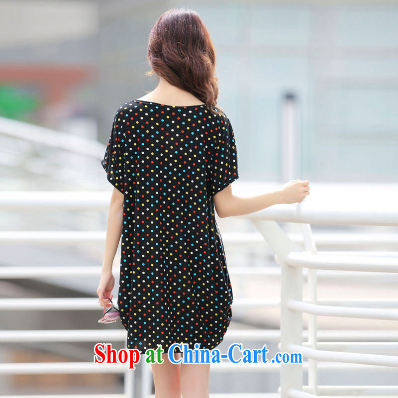 2015 LRWY new, larger waves, short-sleeve dress girls summer ultra loose the fat and skyline, the hem short skirts, older mothers with maternity dress black, code (for 90 jack - 160 catties MM), lian Ren wu yu, shopping on the Internet