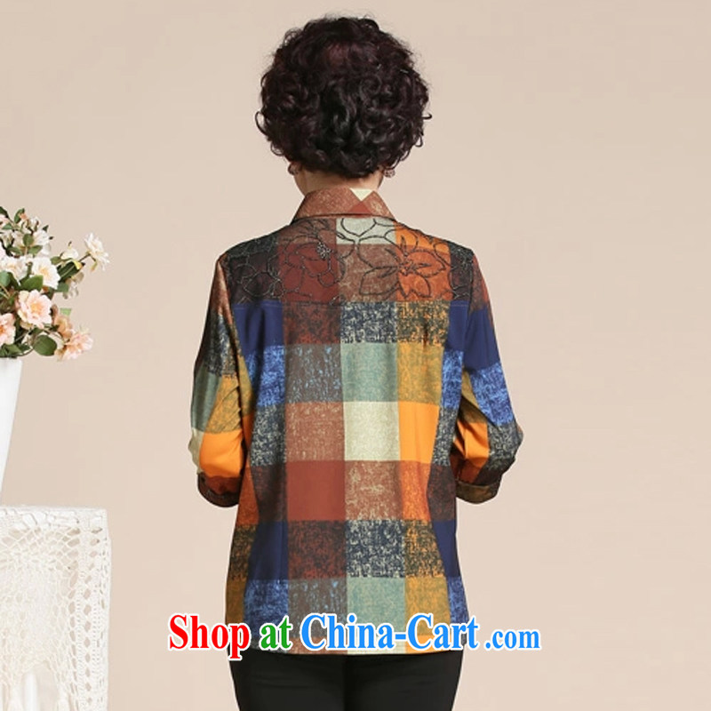 The SSU MAK Chun summer lace shirt long-sleeved checkered mother with T-shirt, the elderly, female 169 lace Wong 4 XL, the SSU Mak, shopping on the Internet