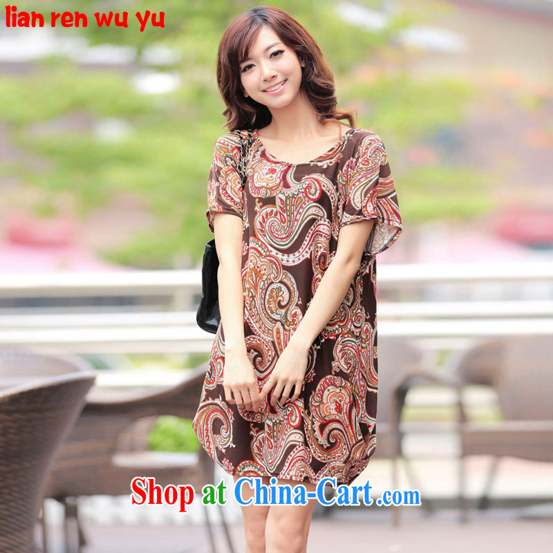 LRWY 2015 summer new totem pole in stamp duty older Ultra-loose the code short-sleeved dresses girls summer is indeed the greater comfort and mom with brown are code _suitable for 90 jack - 160 catties MM_
