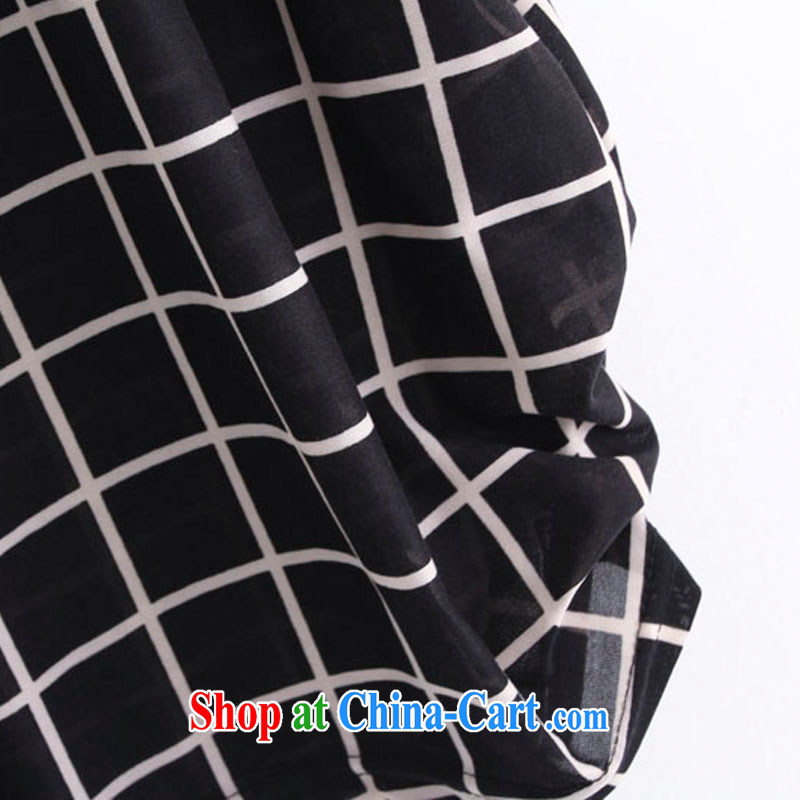 2015 LRWY larger female new summer and indeed intensify plaid short-sleeve dress ultra-liberal middle-aged older fat lady with thick mother black, code (suitable for 90 jack - 160 catties MM), lian Ren wu yu, shopping on the Internet
