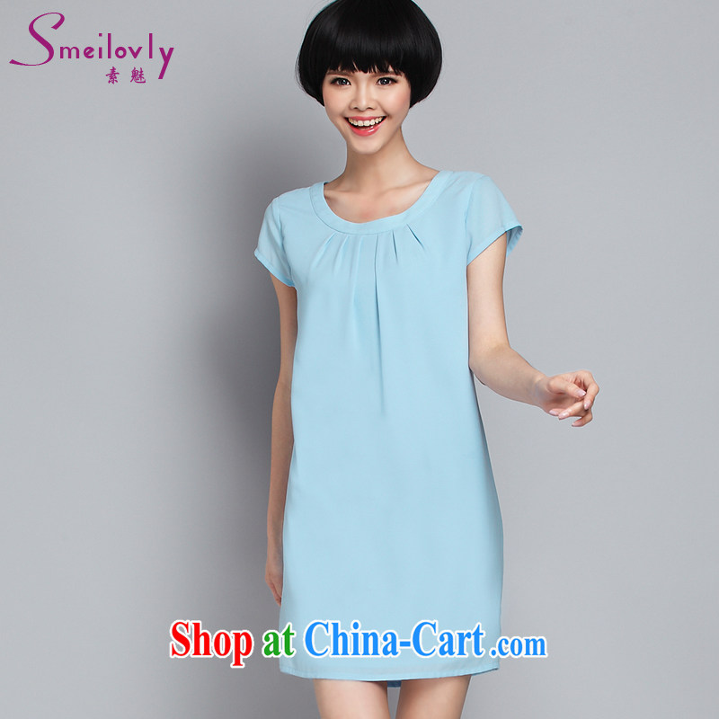 Staff of 200 jack and indeed XL female thick mm summer short-sleeve has been the Graphics thin ice woven dresses 2882 light blue large code 5 XL 200 Jack left and right