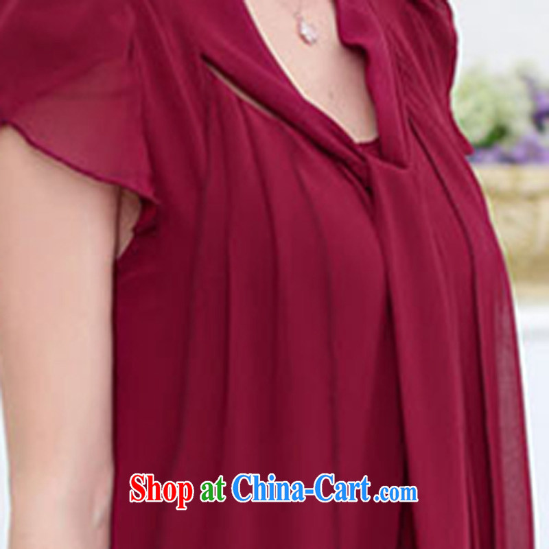 Style trends summer 2015 Korean fashion style graphics thin loose the middle-aged, female snow-woven dresses multi-color optional female wine red 5 XL, style trends (GEDIAOTIDE), online shopping