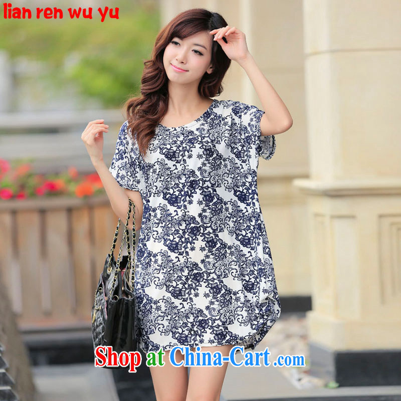 LRWY summer 2015 ultra loose the code stamp short-sleeve dress girls summer is the middle-aged and elderly mother with thick, fat lady with picture color code _for 90 jack - 160 catties MM_