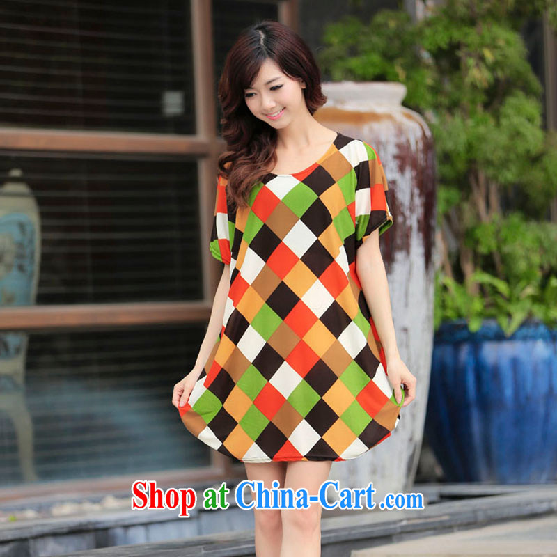 LRWY summer 2015 new and indeed intensify color plaid print and elegant large code short-sleeved dresses loose mask poor girls shorts pregnant women with picture color codes (for 90 jack - 160 catties MM), lian Ren wu yu, shopping on the Internet