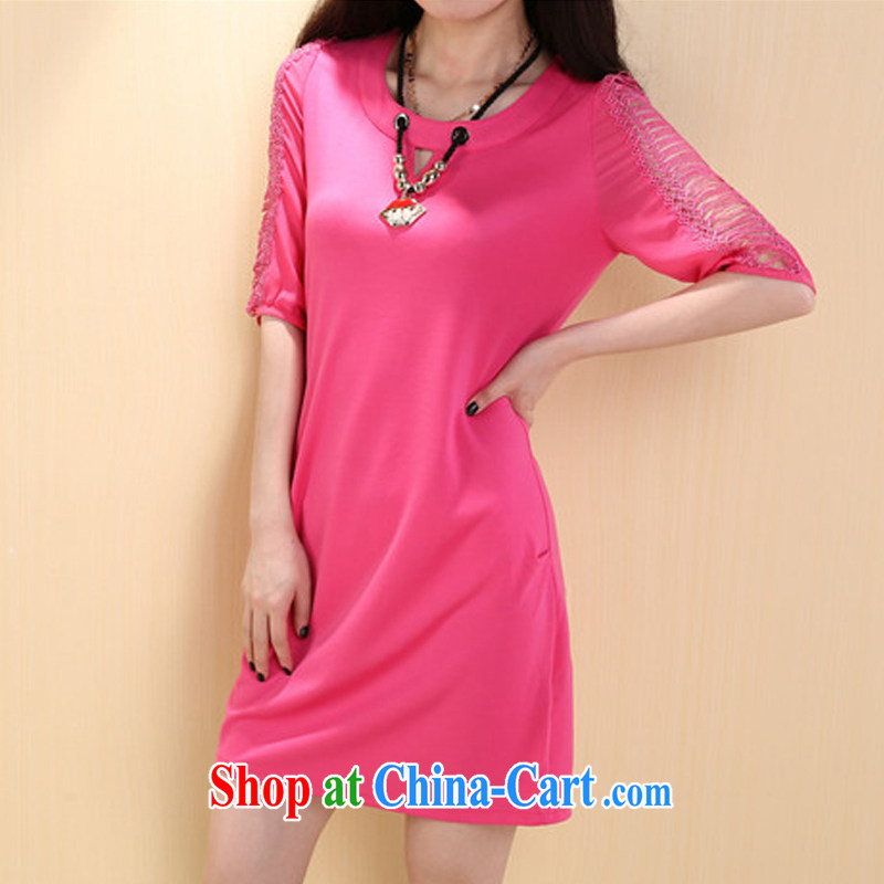 Song Meng Yin Yue XL female summer, new Korean Beauty graphics thin thick mm short-sleeve dress with necklace 7165 rose red 4 XL (160 - 180 ) jack, Song had Yin Yue, shopping on the Internet