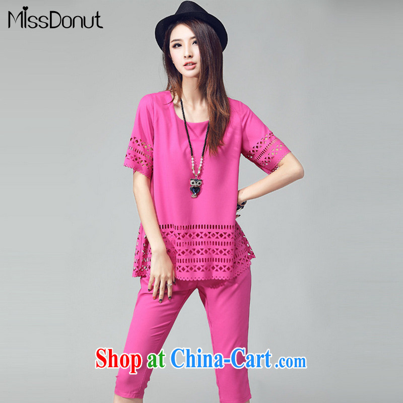MissDonut 2015 summer New, and indeed increase, female biological empty loose snow woven shirts T-shirt + 7 pants two-piece lounge suite of the Red Cross _ICRC_ code 3XL
