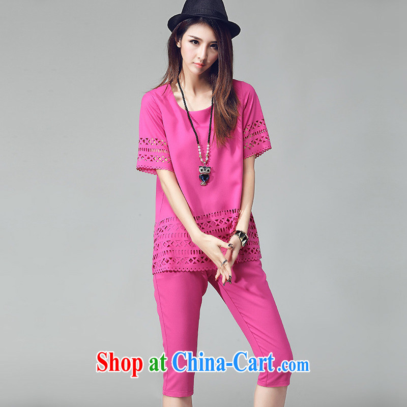MissDonut 2015 summer New, and indeed increase, female biological empty loose snow woven shirts T-shirt + 7 pants two-piece lounge suite of the Red Cross (ICRC) code 3XL, MissDonut, shopping on the Internet