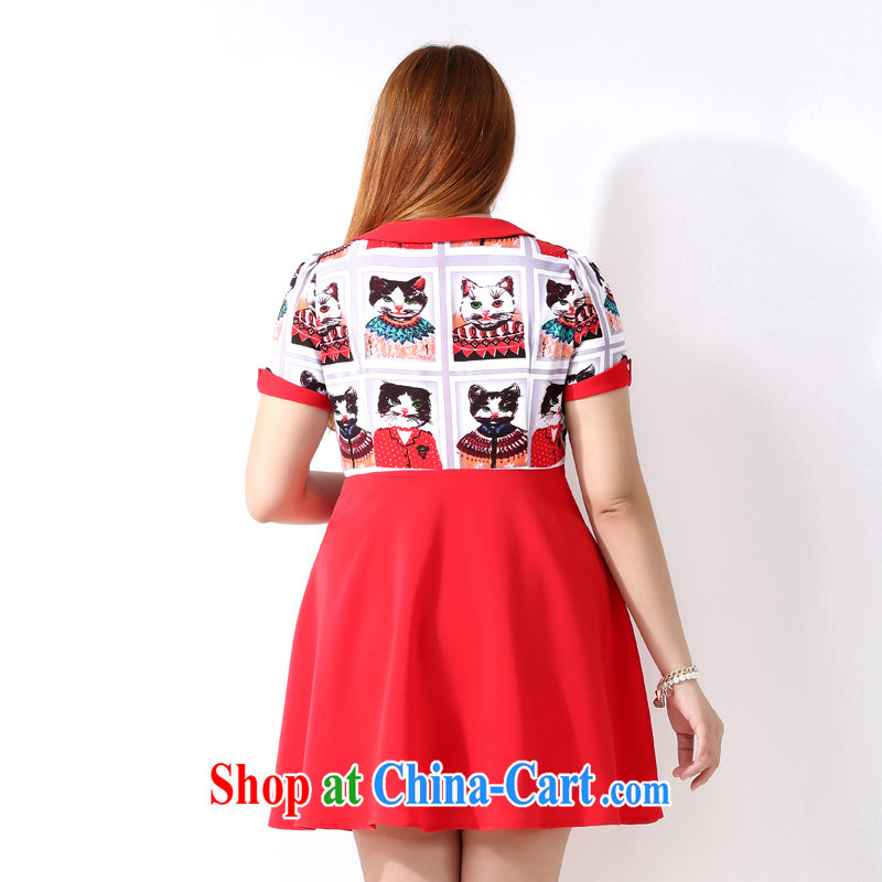 Picking a major, female 2015 spring and summer finery thick MM the fertilizer and stylish graphics thin doll short-sleeved dresses Q 1091 3XL, the multi-po, Miss CHOY So-yuk (CAIDOBLE), online shopping