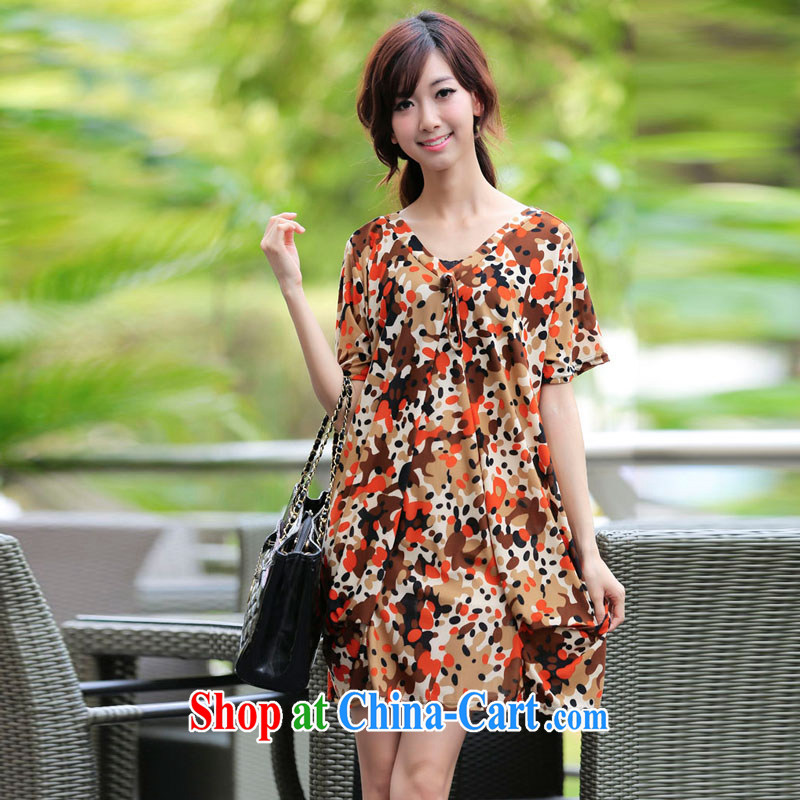 LRWY summer 2015 is indeed the Borneo with elegant small sexy retractable V collar wave point floral skirt thick MM 200 jack, the code dress maternity dress picture color codes - For 100 jack - 200 catties MM, lian Ren wu yu, shopping on the Internet