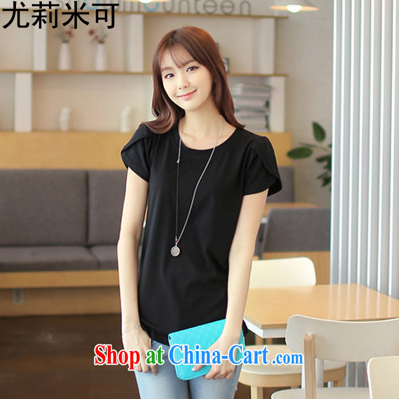 Julie M to 2015 summer New Solid Color round-collar large, short-sleeved shirt T solid shirt Ladies black 8811 XXL, Julie M, and shopping on the Internet