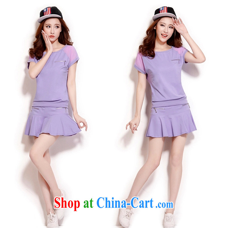 The moving package casual women Summer Snow woven short sleeve shirt T loose short skirts badminton tennis skirt T 019 purple XXXL, with, and, on-line shopping