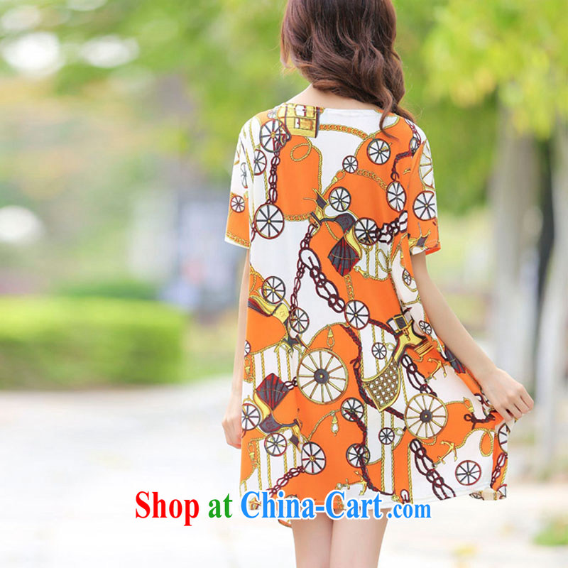 LRWY idyllic small fresh thick MM ultra-loose the fat stamp short-sleeved dresses girls summer small sexy V collar graphics thin large code dresses mother is pregnant clothing picture color codes - For 100 jack - 200 catties MM, lian Ren wu yu, shopping on the Internet