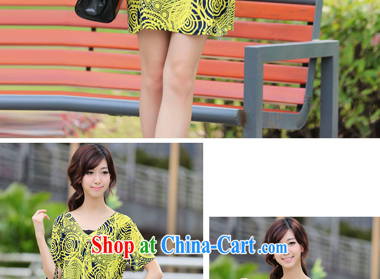 LRWY 2015 summer new king code line stamp V collar loose short-sleeve dresses dresses, older 200 Jack fat people clothes fat lady with yellow are codes - For 100 jack - 200 catties MM pictures, price, brand platters! Elections are good character, the national distribution, so why buy now enjoy more preferential! Health