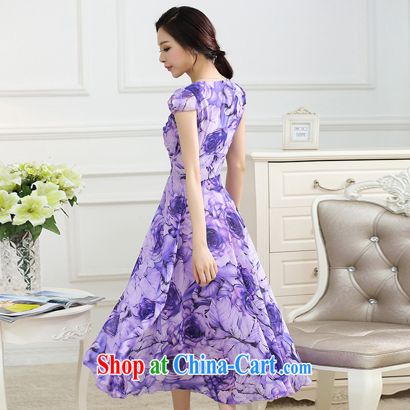 In short, people would be summer 2015 new elegant stamp the code graphics thin ice woven dresses beach skirt the long skirt girl J 807 violet 3XL, in short, would be (Janrelove), online shopping