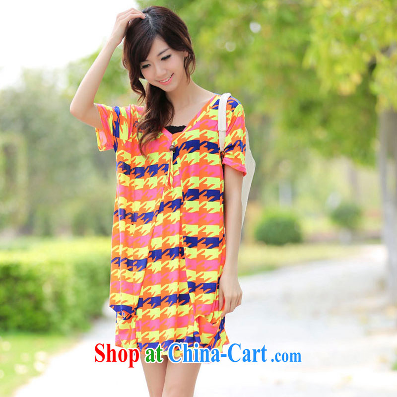 LRWY summer 2015 the code female new, personalized striped short-sleeved dresses thick MM the fertilizer and ultra-liberal 200 Jack dresses maternity dress picture color codes - For 100 jack - 200 catties MM, lian Ren wu yu, shopping on the Internet