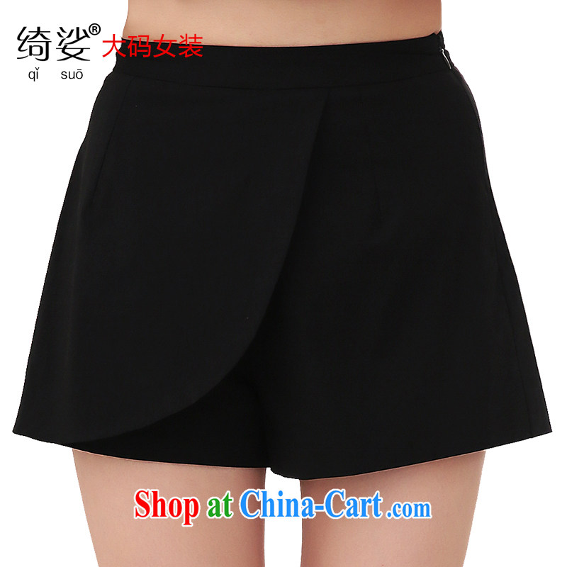 cheer for summer 2015 new products, women mm thick Korean solid color graphics thin increase the fertilizer small shorts 2693 black 4XL