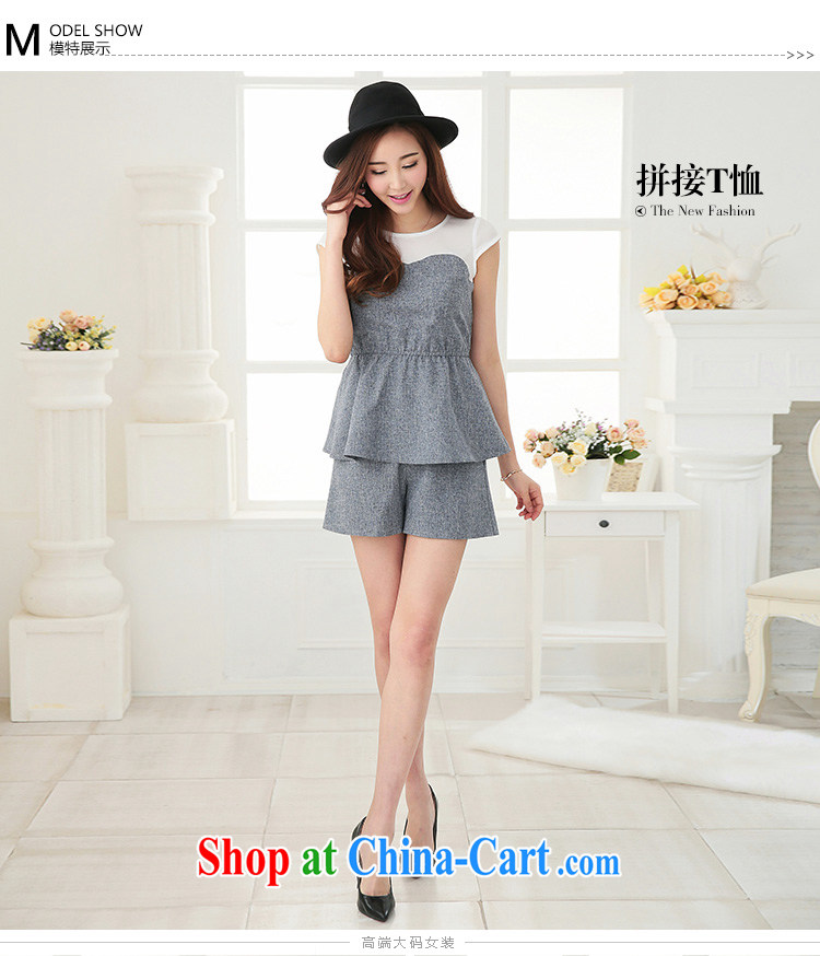 cheer for 2015 XL girls thick MM summer new Korean video thin black-out poverty short-sleeved snow woven stitching shirts 2726 gray 3 XL pictures, price, brand platters! Elections are good character, the national distribution, so why buy now enjoy more preferential! Health