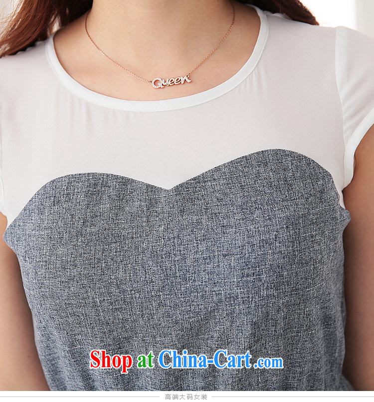 cheer for 2015 XL girls thick MM summer new Korean video thin black-out poverty short-sleeved snow woven stitching shirts 2726 gray 3 XL pictures, price, brand platters! Elections are good character, the national distribution, so why buy now enjoy more preferential! Health