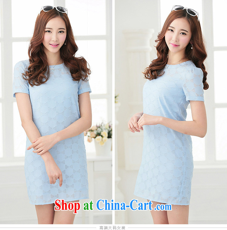 Most of summer 2015, the female thick MM new Korean sweet stylish thick sister graphics thin short-sleeved dress 2708 blue 5 XL pictures, price, brand platters! Elections are good character, the national distribution, so why buy now enjoy more preferential! Health