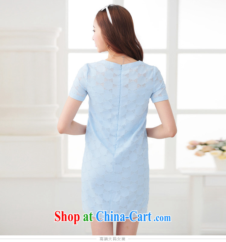 Most of summer 2015, the female thick MM new Korean sweet stylish thick sister graphics thin short-sleeved dress 2708 blue 5 XL pictures, price, brand platters! Elections are good character, the national distribution, so why buy now enjoy more preferential! Health