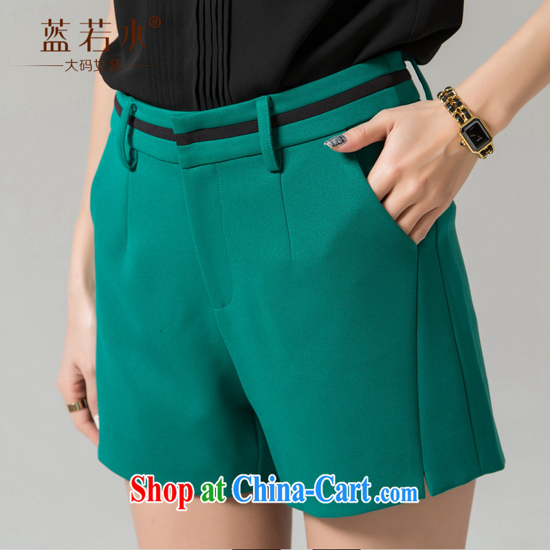 Blue Water XL women 2015 spring new thick MM Korean minimalist beauty lounge has been shorts and large green code XXXXL