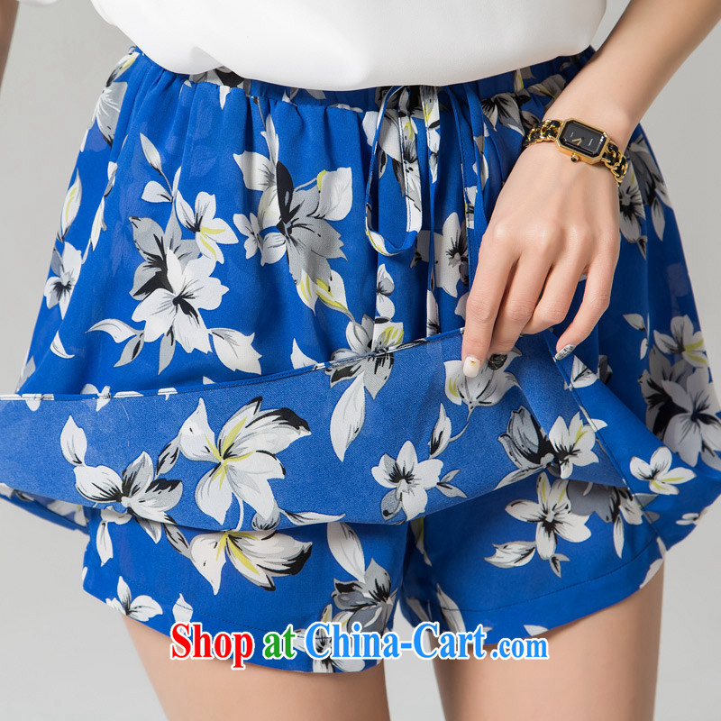 blue if the water increase, female 2015 summer new thick MM Body skirt 100 hem skirt loose stamp shorts skirt large blue code XXXXL, blue water (lrosey), online shopping