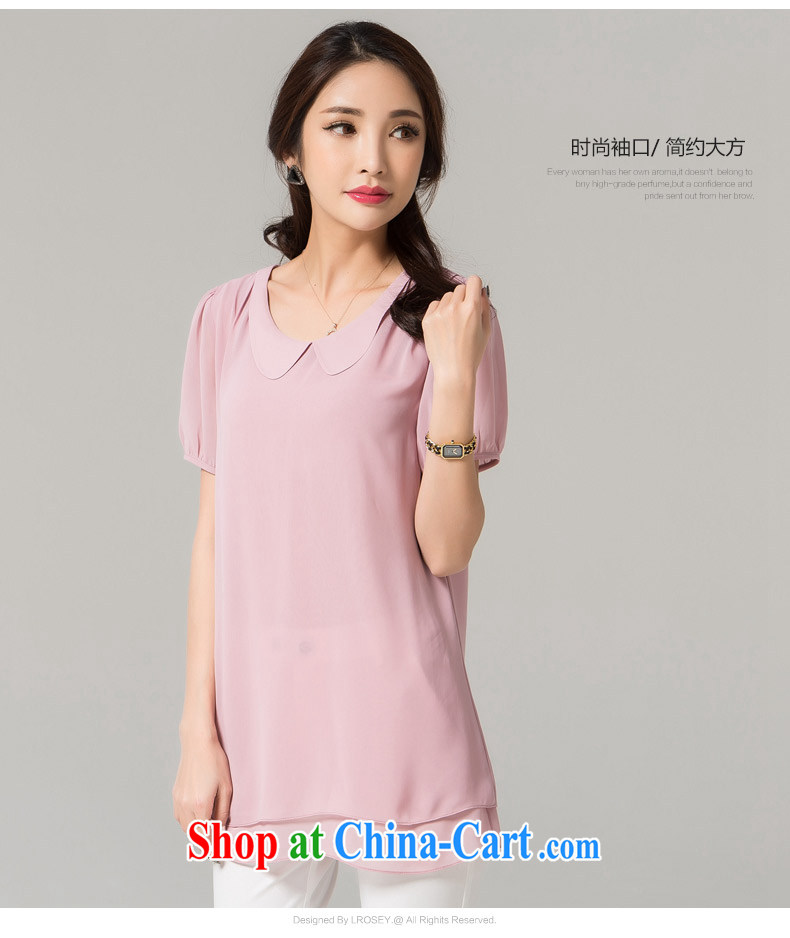 blue if the water increase, female summer new shirt thick MM doll collar loose flouncing short-sleeved snow woven shirts pink large code XL pictures, price, brand platters! Elections are good character, the national distribution, so why buy now enjoy more preferential! Health