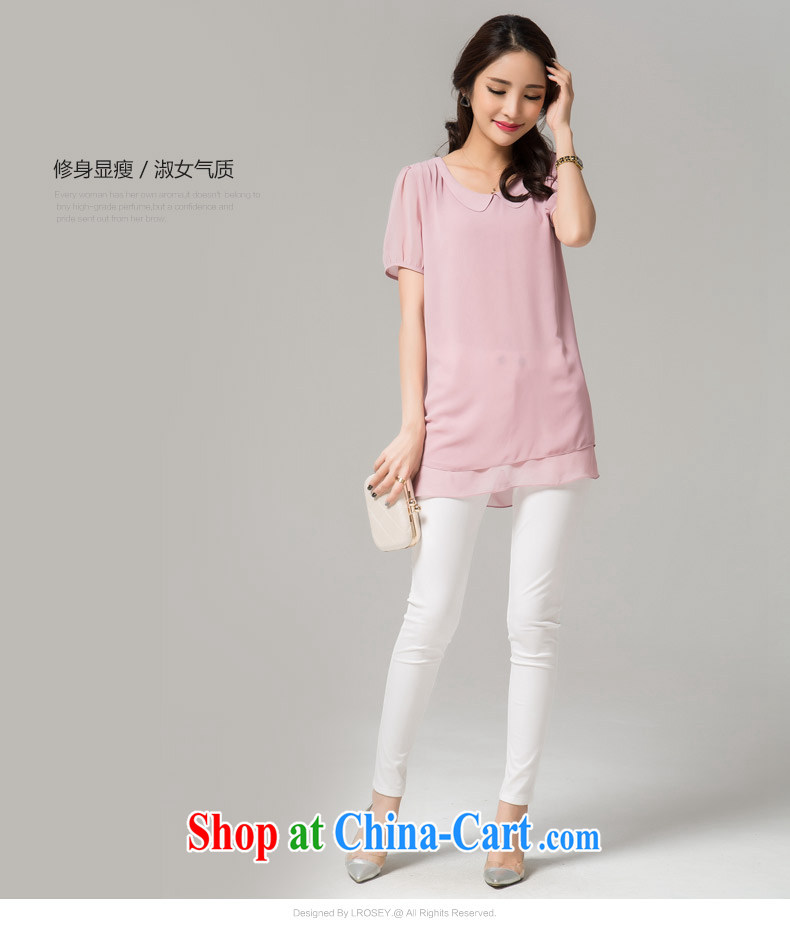blue if the water increase, female summer new shirt thick MM doll collar loose flouncing short-sleeved snow woven shirts pink large code XL pictures, price, brand platters! Elections are good character, the national distribution, so why buy now enjoy more preferential! Health